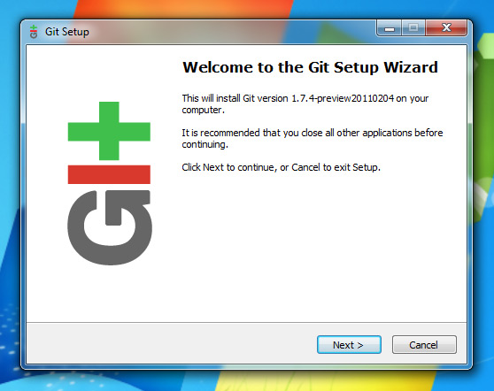 Primeira tela de instalação do Git no Windows